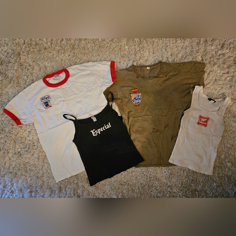 Vintage Beer Tequila Y2K Shirt Lot Jose Cuervo Pabst Miller High Life Old Style